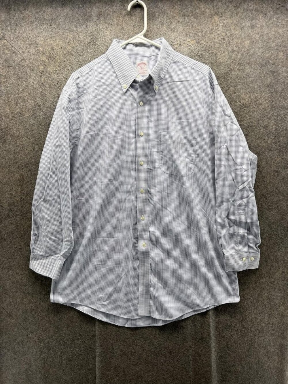 Brooks Brothers Dress Shirt Mens 16.5 2/3 Blue Check Classic Non Iron Cotton